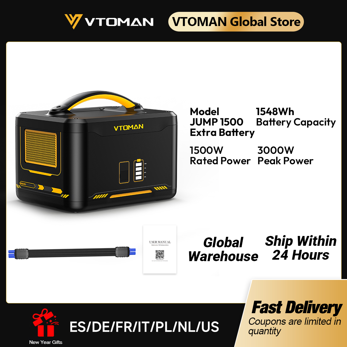 Lifepo4 Battery Pack - VTOMAN Jump 1500 Extra Battery 1548Wh,