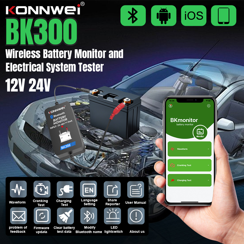 Battery Monitor Coulometer - KONNWEI BK300 Lead Acid Starting Car